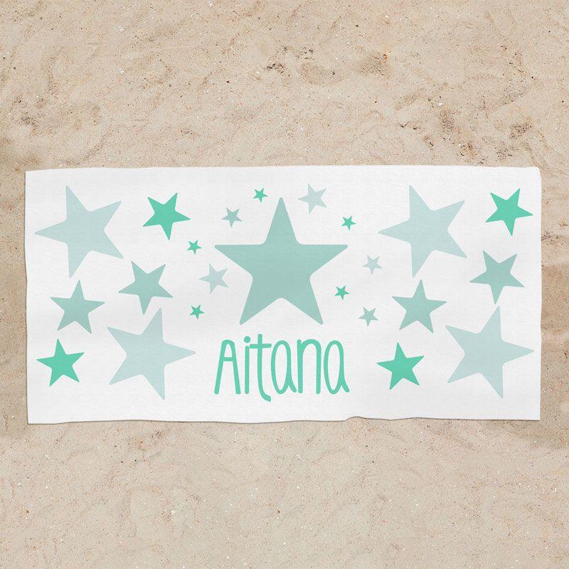 Toalla Ducha Personalizada Estrellas Menta - Nanetes #