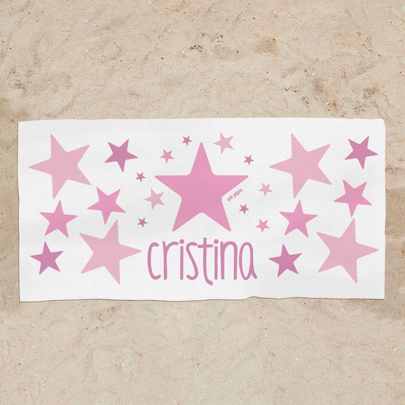 Toalla Ducha Personalizada Infantil Estrellas Rosa - Nanetes #