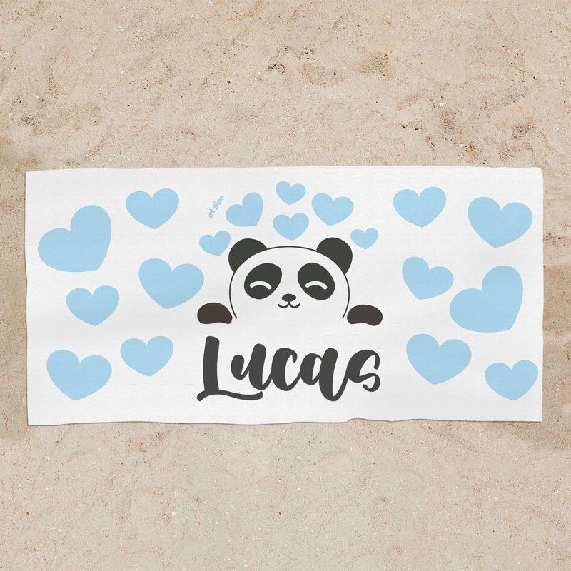 Toalla Ducha Personalizada Infantil Panda Azul - Nanetes #