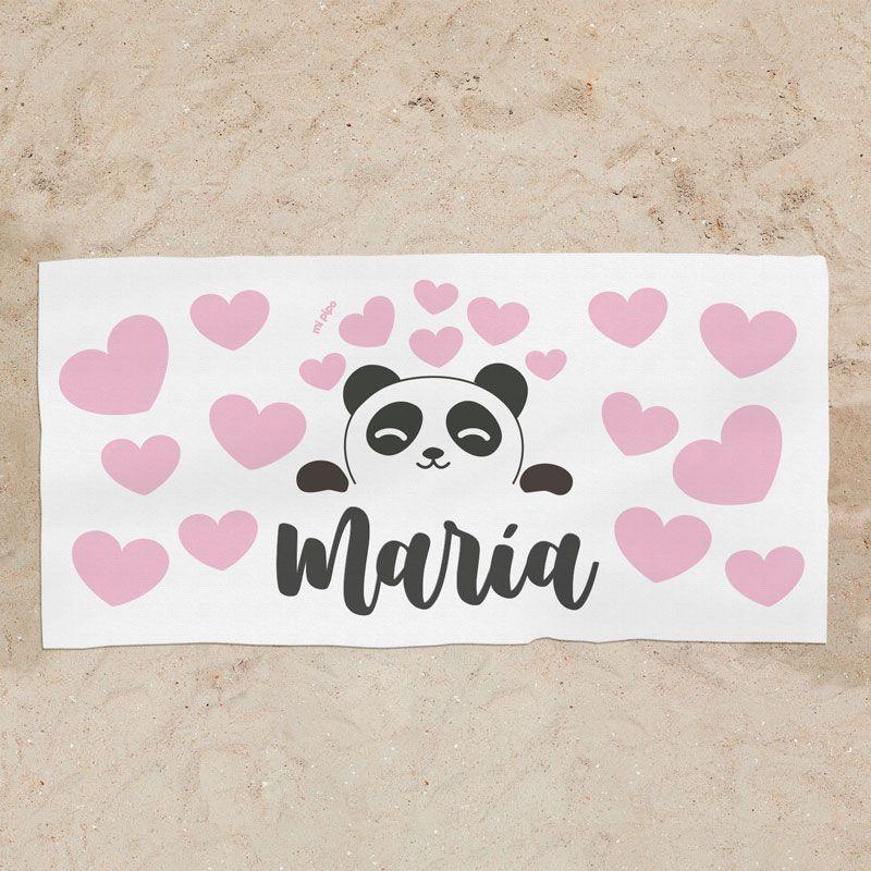Toalla Ducha Personalizada Infantil Panda Rosa - Nanetes #