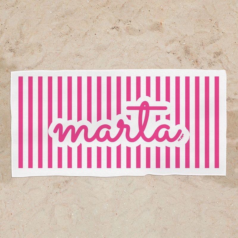 Toalla Ducha Personalizada Rayas Fuxia - Nanetes #