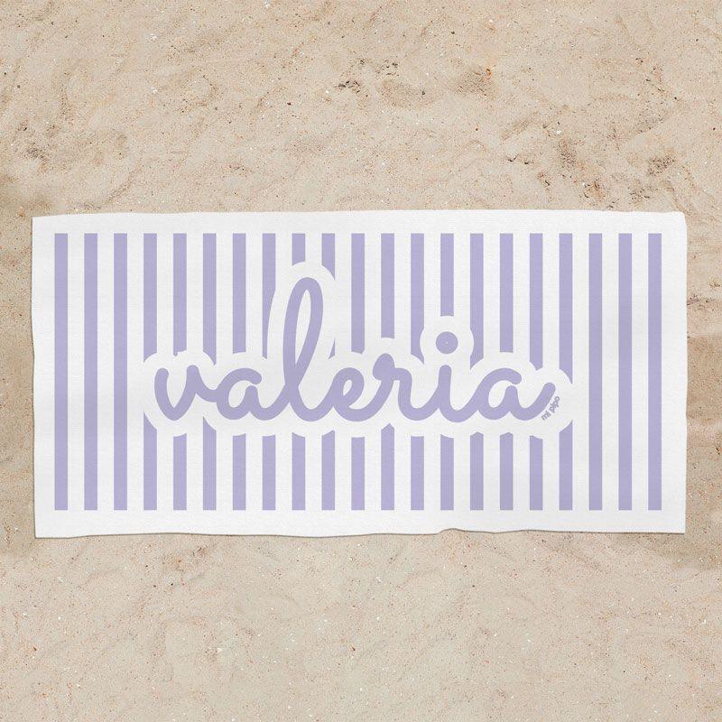 Toalla Ducha Personalizada Rayas Lila - Nanetes #