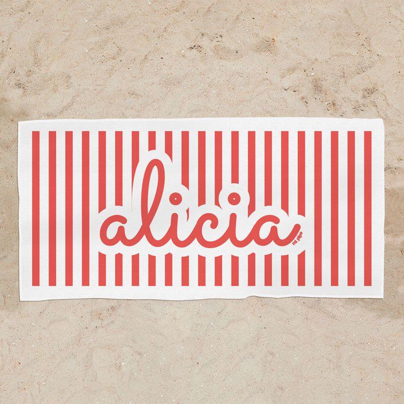 Toalla Ducha Personalizada Rayas rojas - Nanetes #