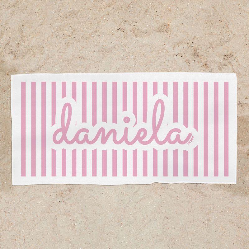 Toalla Ducha Personalizada Rayas Rosa - Nanetes #