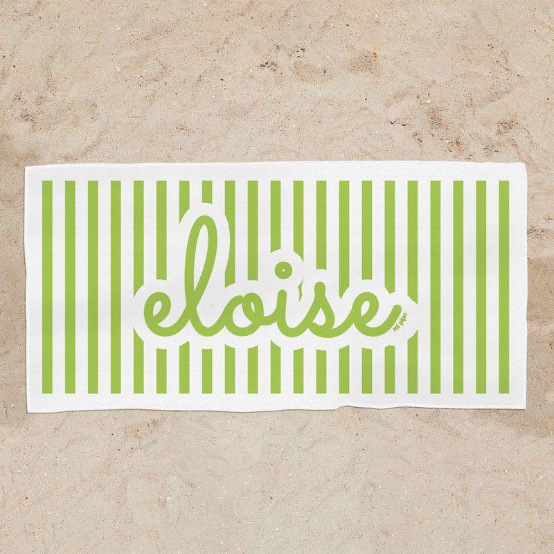 Toalla Ducha Personalizada Rayas Verde - Nanetes #