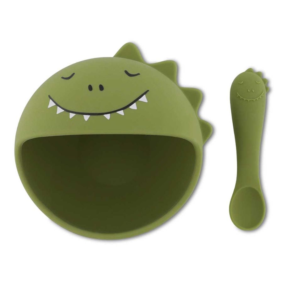 Vajilla infantil silicona Dino Trixie