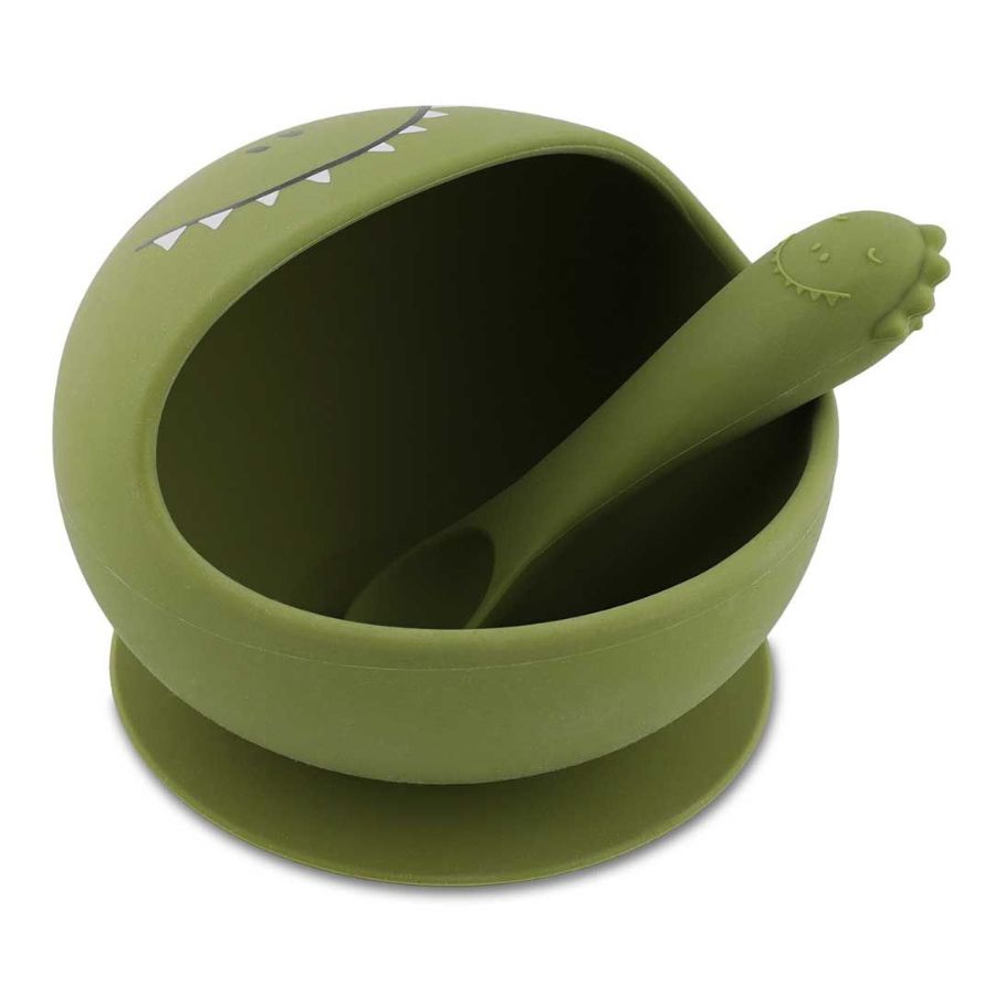 Vajilla infantil silicona Dino Trixie