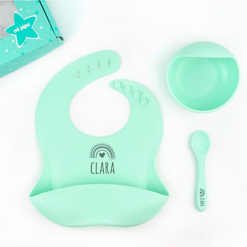 Vajilla Bebe Silicona Personalizada Arco Iris - Nanetes #