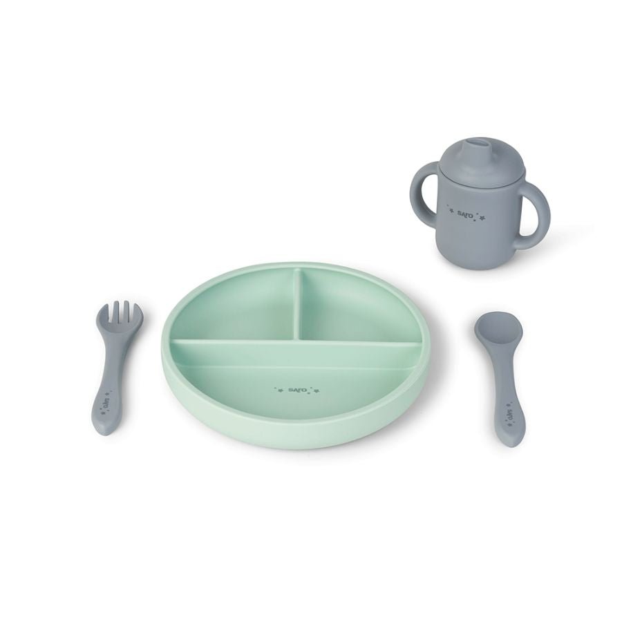 Vajilla infantil Silicona Food&Fun Menta Saro - Nanetes