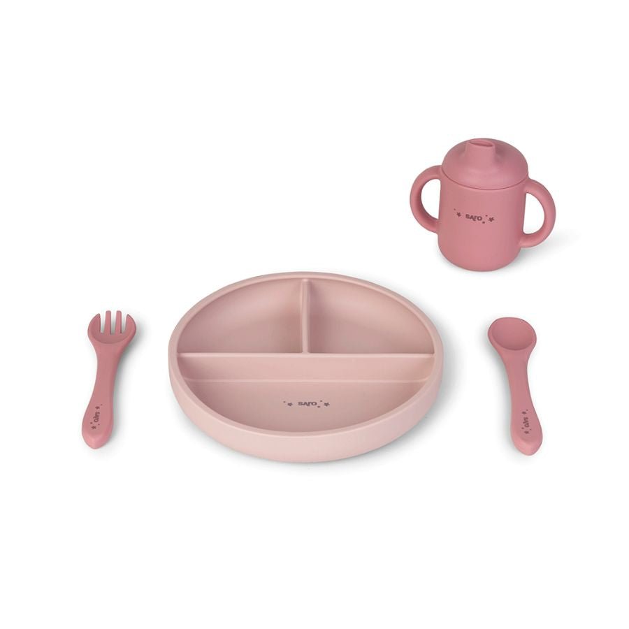 Vajilla infantil Silicona Food&Fun Rosa Saro - Nanetes