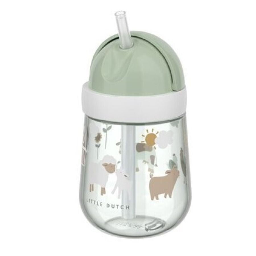 Vaso con pajita y tapa Granja verde Little Duch - Nanetes