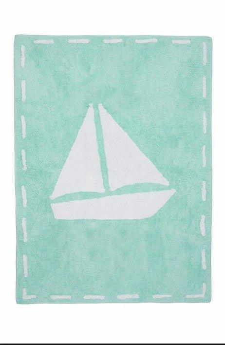 Alfombra Infantil Algodón 100% Lavable Galeón Aratextil Menta - Nanetes #