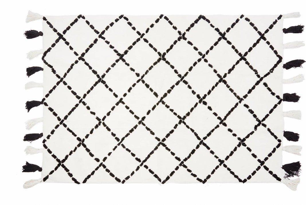 Alfombra Infantil Algodón 100% Lavable Tanger Aratextil Blanco/Negro - Nanetes #