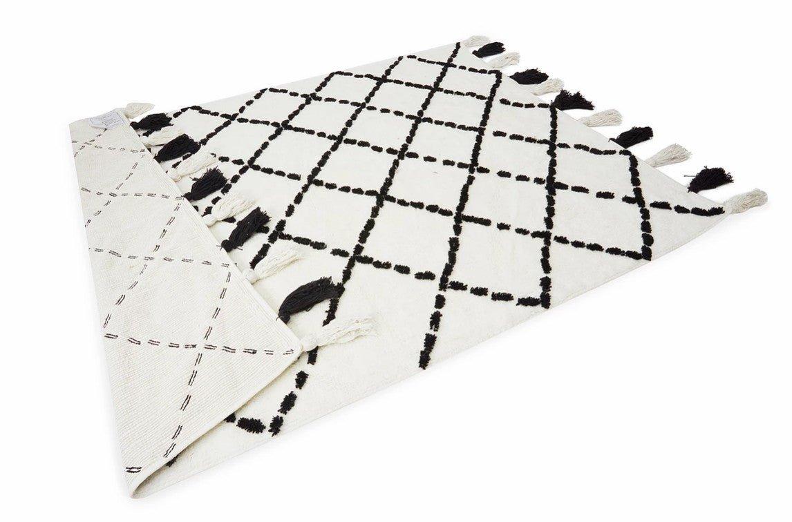 Alfombra Infantil Algodón 100% Lavable Tanger Aratextil Blanco/Negro - Nanetes #