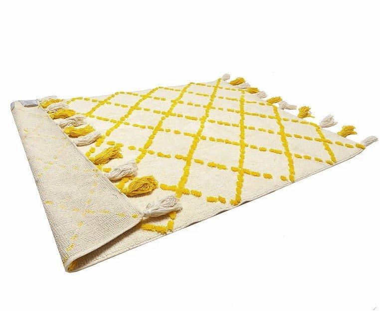 Alfombra Infantil Algodón 100% Lavable Tanger Aratextil Blanco/Amarillo - Nanetes #