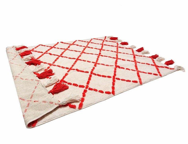 Alfombra Infantil Algodón 100% Lavable Tanger Aratextil Blanco/Naranja - Nanetes #