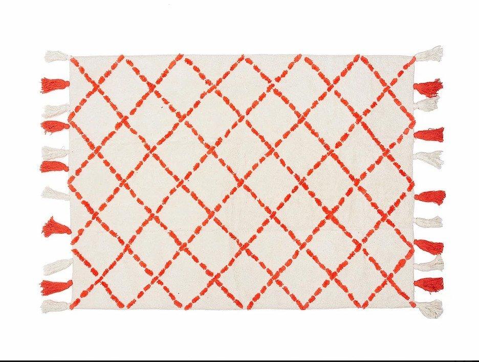 Alfombra Infantil Algodón 100% Lavable Tanger Aratextil Blanco/Naranja - Nanetes #