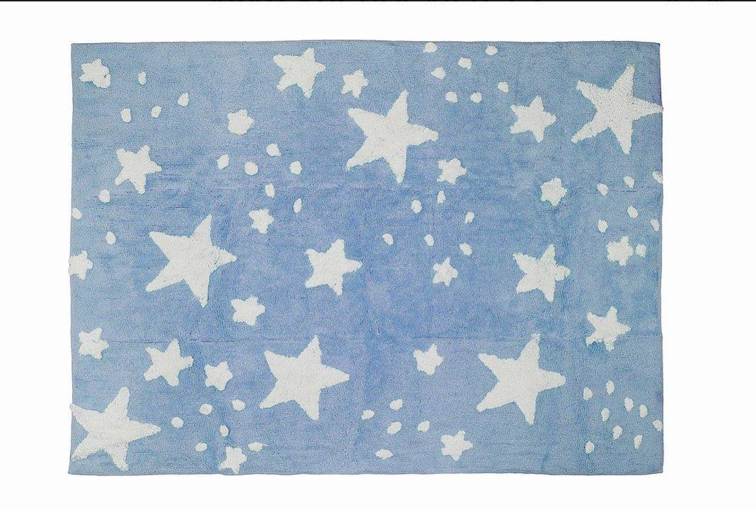 Alfombra Infantil Algodón 100% Lavable Lluvia de Estrellas Aratextil Azul - Nanetes #