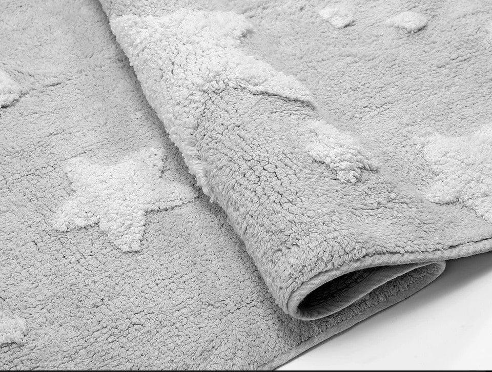 Alfombra Infantil Algodón 100% Lavable Lluvia de Estrellas Aratextil Gris - Nanetes #