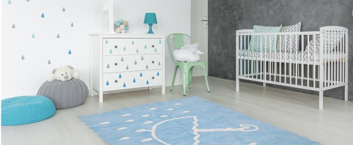 Alfombra Infantil Algodón 100% Lavable Otoño Aratextil Azul - Nanetes #