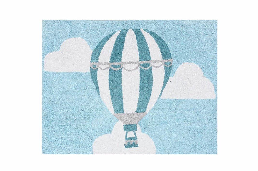 Alfombra Infantil Algodón 100% Lavable Globo Aratextil Azul - Nanetes #