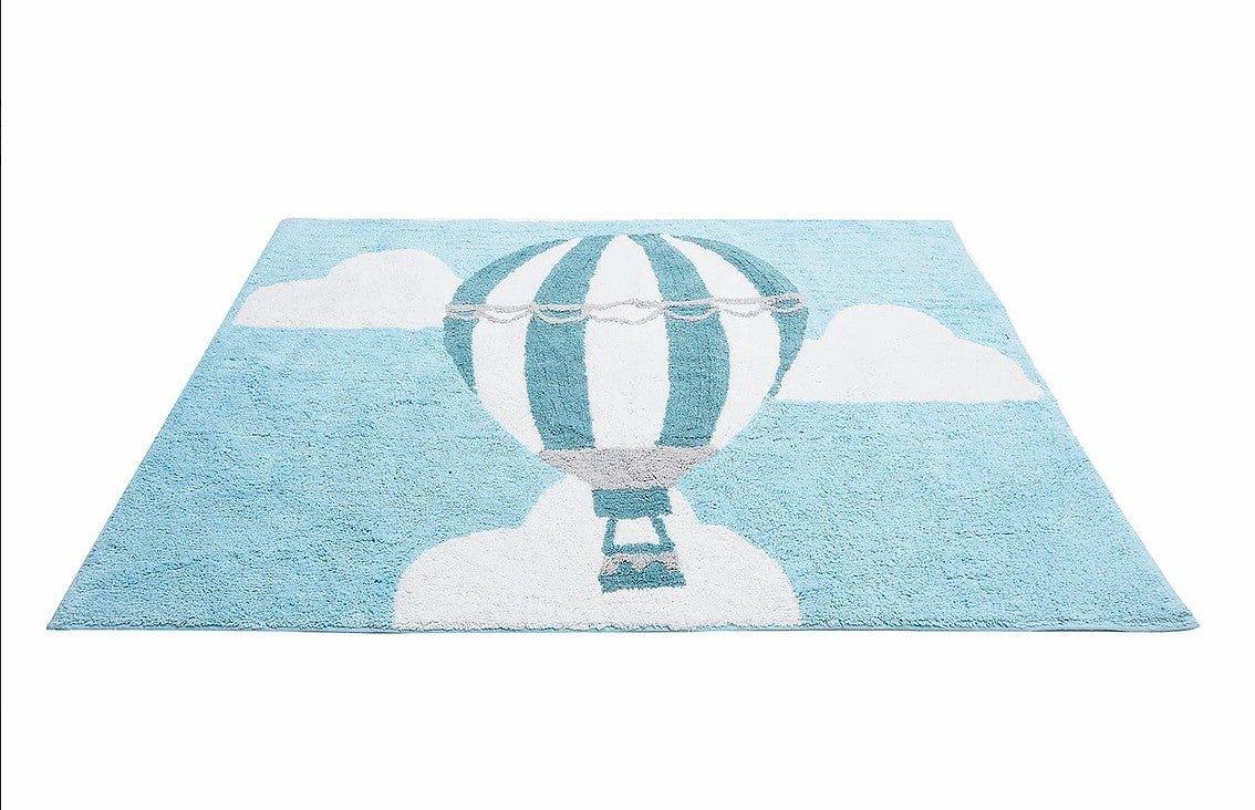Alfombra Infantil Algodón 100% Lavable Globo Aratextil Azul - Nanetes #