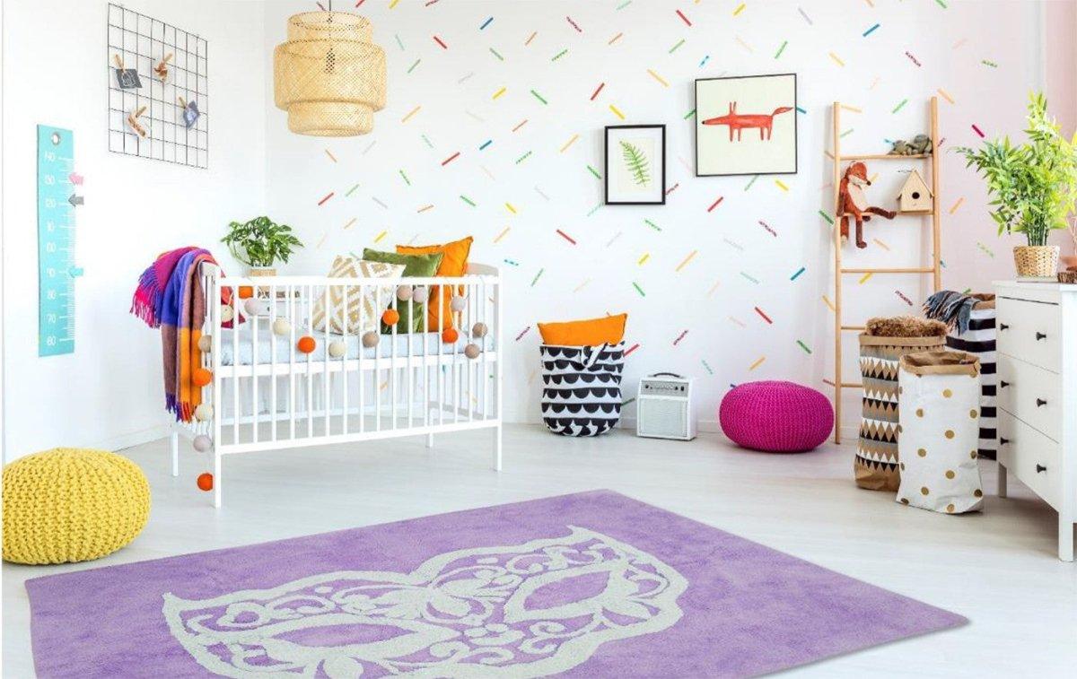 Alfombra Infantil Algodón 100% Lavable Carnaval Aratextil Lila - Nanetes #