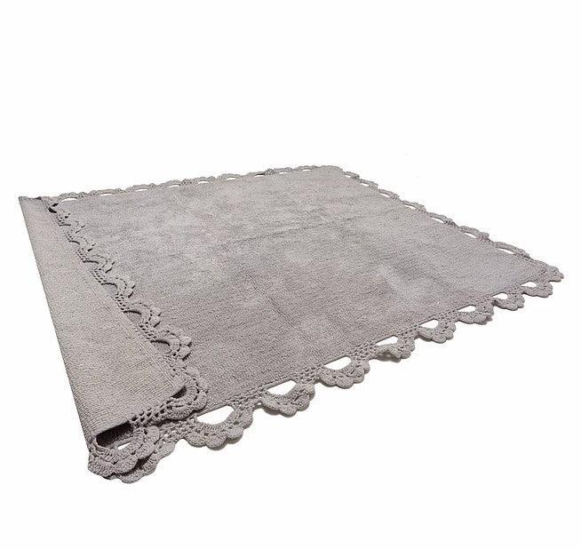 Alfombra Dormitorio Bebé Algodón 100% Lavable Versalles Aratextil Gris - Nanetes #