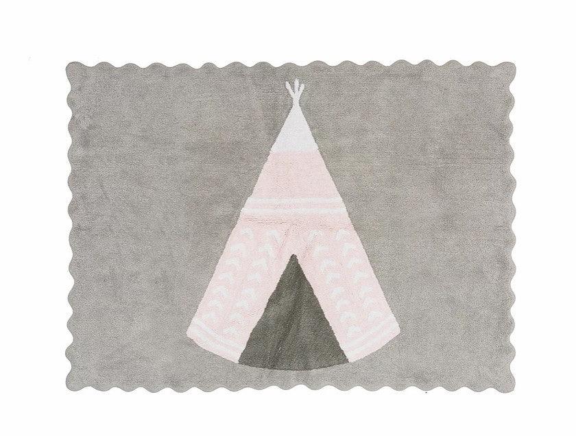 Alfombra Dormitorio Bebé Algodón 100% Lavable Tepee Aratextil Rosa - Nanetes #