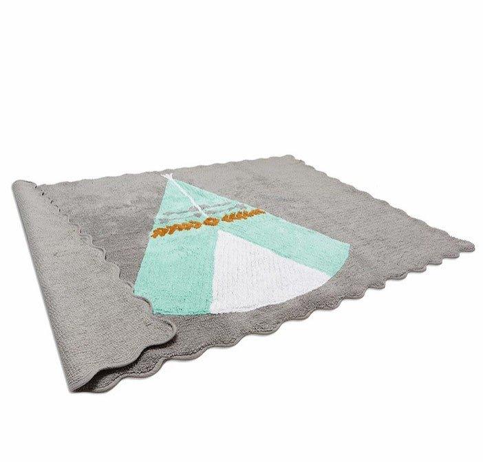 Alfombra Dormitorio Bebé Algodón 100% Lavable Tepee Aratextil Menta - Nanetes #
