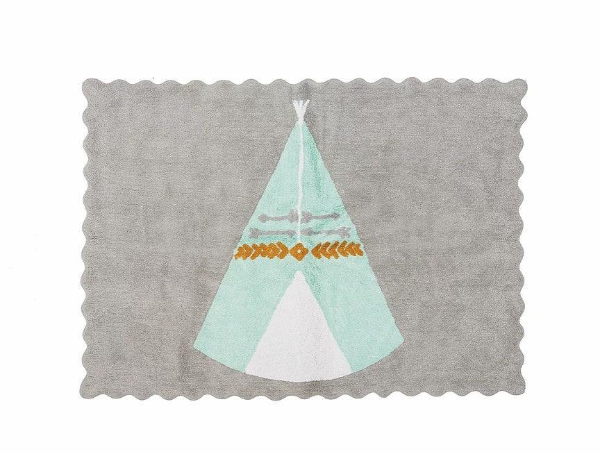 Alfombra Dormitorio Bebé Algodón 100% Lavable Tepee Aratextil Menta - Nanetes #