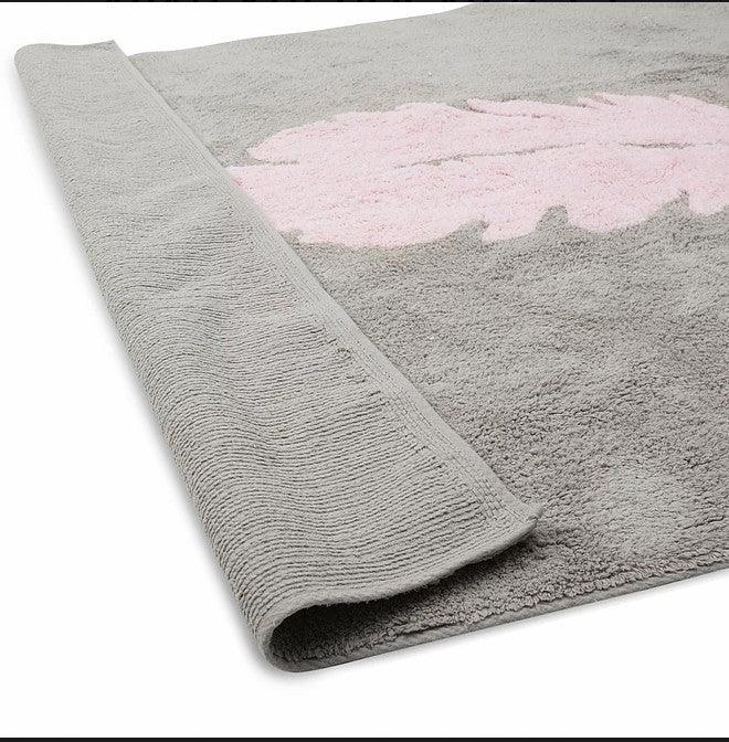 Alfombra Juvenil Pluma Gris/rosa - Nanetes #