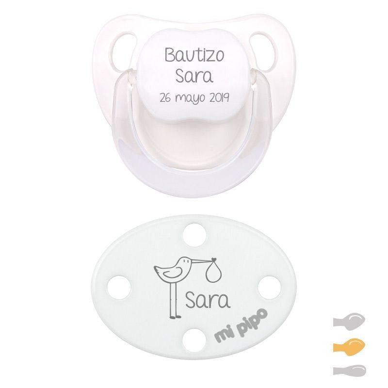 Chupete Personalizado con Broche Chupetero Bautizo Bebé Mi Pipo - Nanetes #