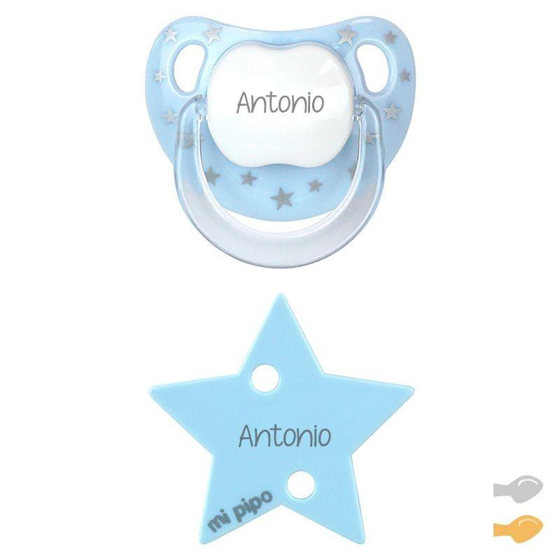 Chupete Personalizado con Broche Chupetero Baby Chic Azul Mi Pipo - Nanetes #