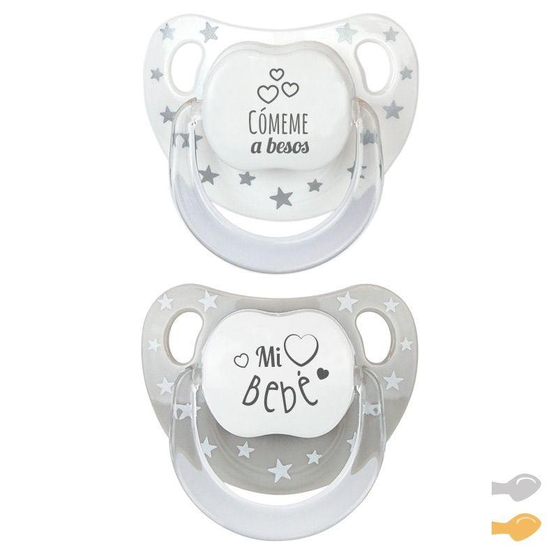 Chupetes con frase 2 uds. Divertidos Gris Mi Pipo - Nanetes #