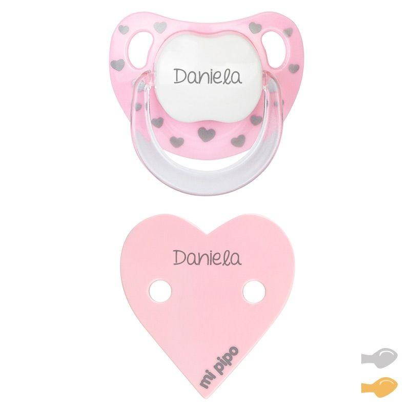 Chupete Personalizado con Broche Chupetero Baby Chic Rosa - Nanetes #