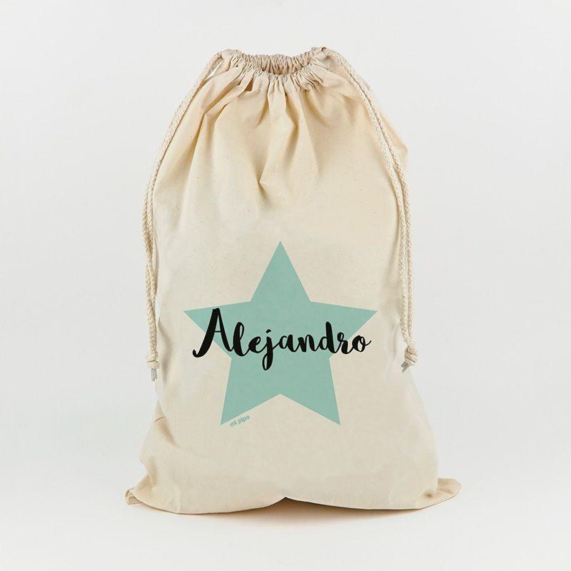 Saco Guarda Juguetes Personalizado Mi Pipo Estrella Menta - Nanetes #