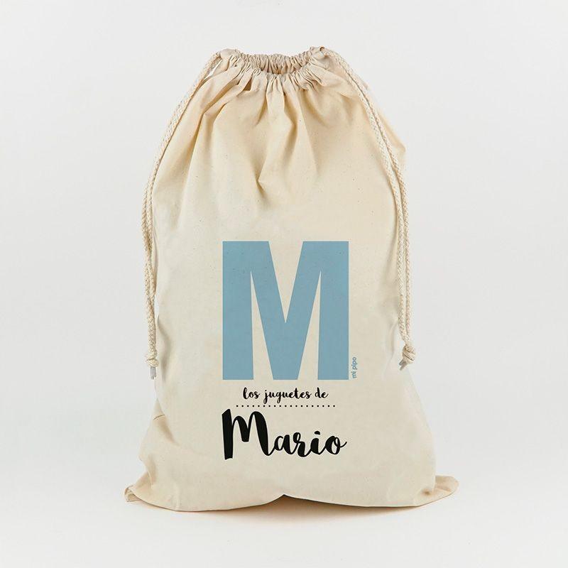 Saco Guarda Juguetes Personalizado Mi Pipo Inicial Azul - Nanetes #
