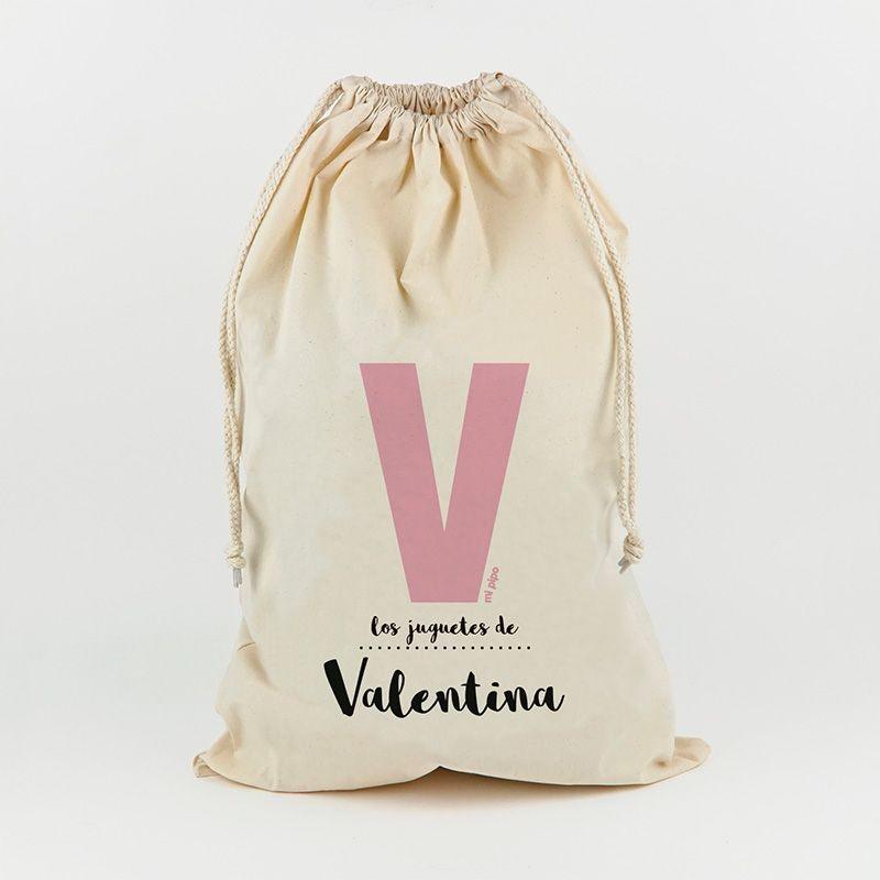 Saco Guarda Juguetes Personalizado Mi Pipo Inicial Rosa - Nanetes #