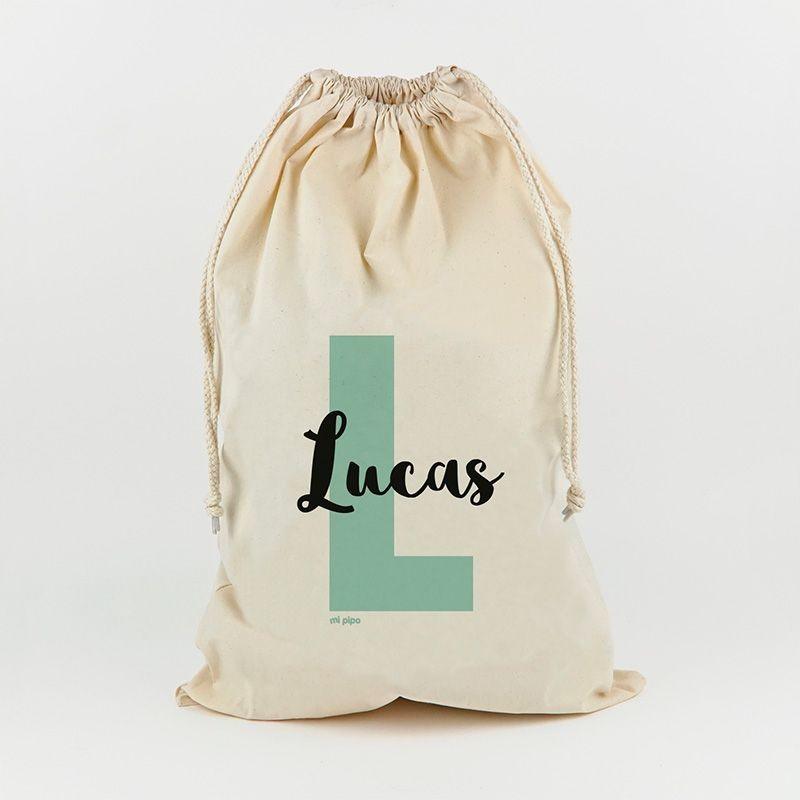 Saco Guarda Juguetes Personalizado Mi Pipo Inicial Menta - Nanetes #