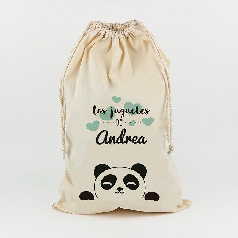 Saco Guarda Juguetes Personalizado Mi Pipo Panda Menta - Nanetes #