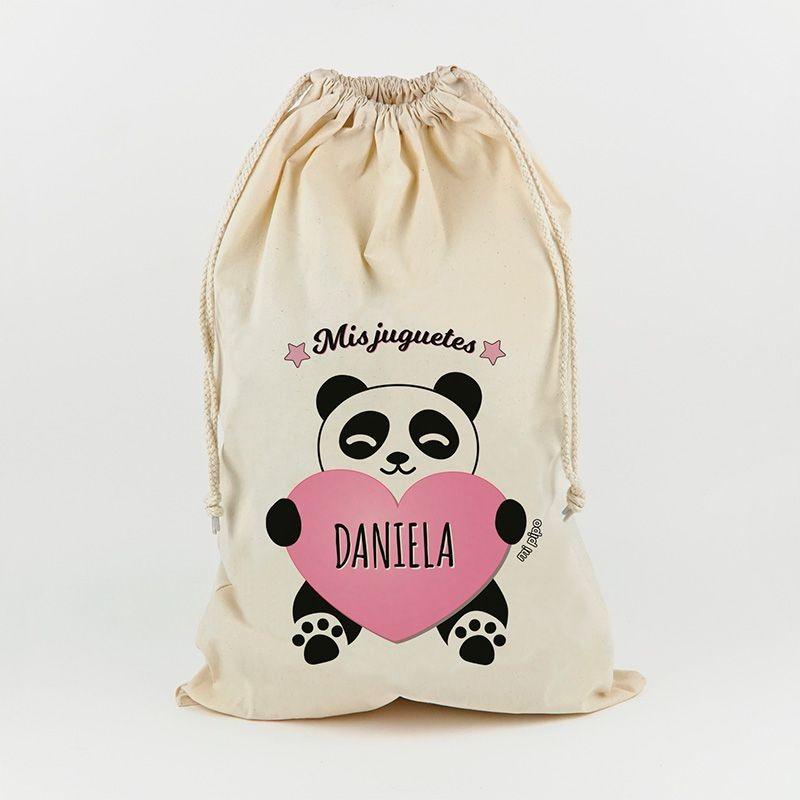 Saco Guarda Juguetes Personalizado Mi Pipo Panda Rosa - Nanetes #