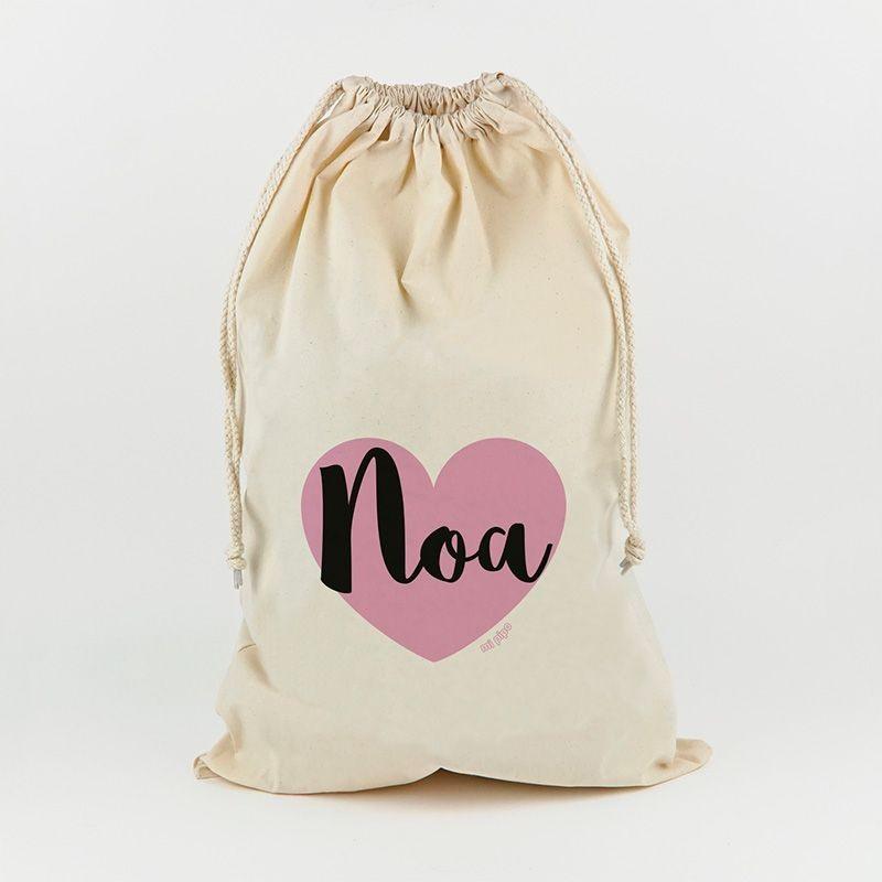 Saco Guarda Juguetes Personalizado Mi Pipo Corazón Rosa - Nanetes #