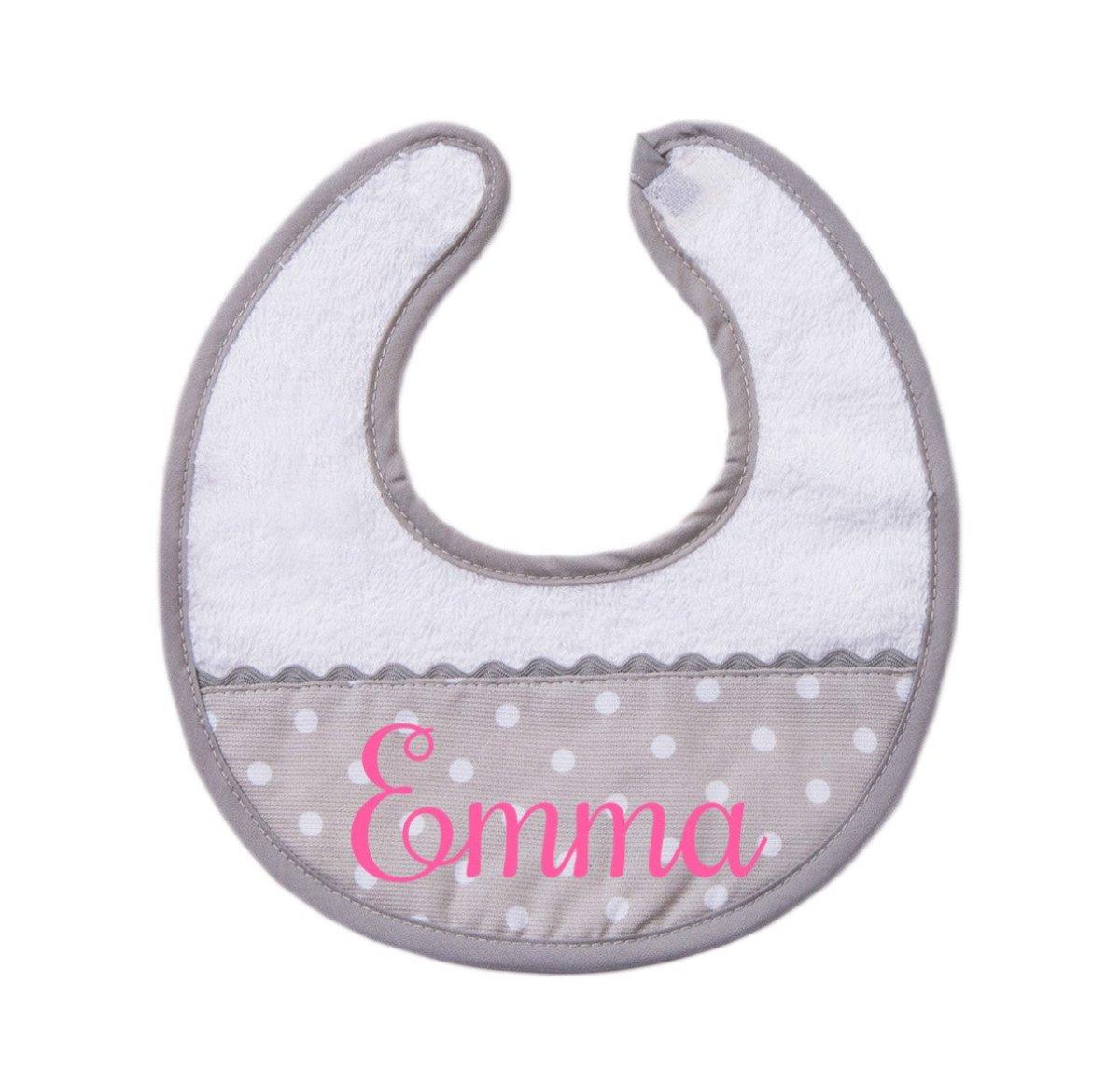 Babero Bebe Personalizado Topos Gris Nanetes - Nanetes #