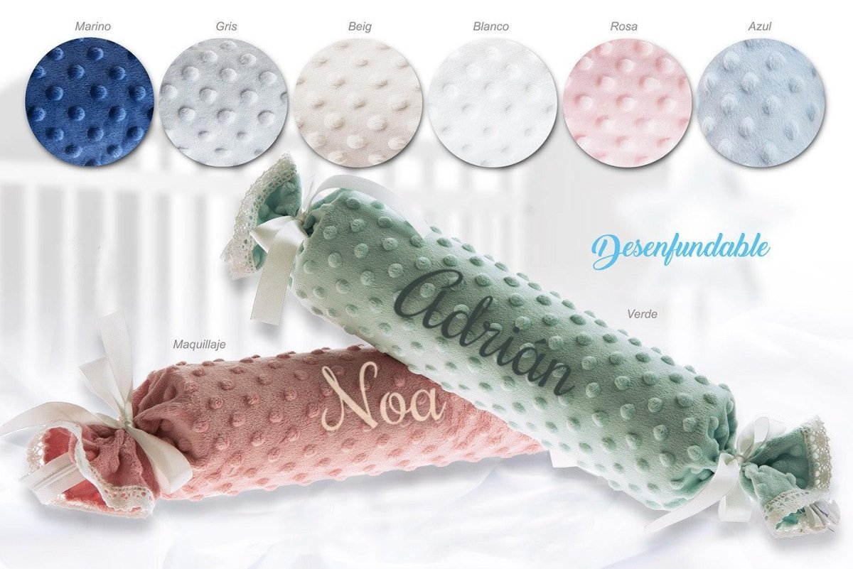 Cojín Caramelo Antivuelco Personalizado Bebé Topos - Nanetes