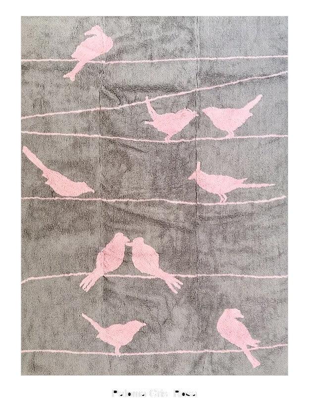 Alfombra Infantil Palomas Gris/rosa - Nanetes #