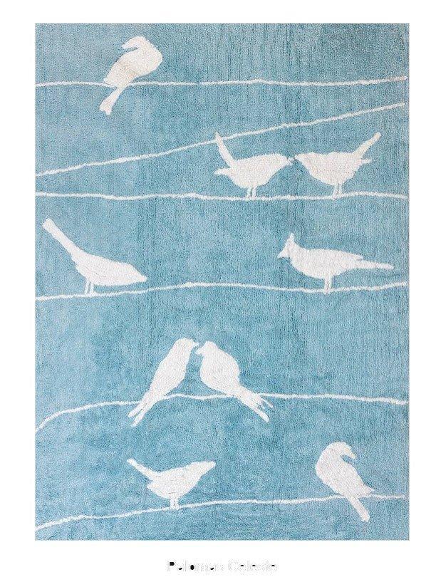 Alfombra Infantil Lavable Palomas Celeste - Nanetes #