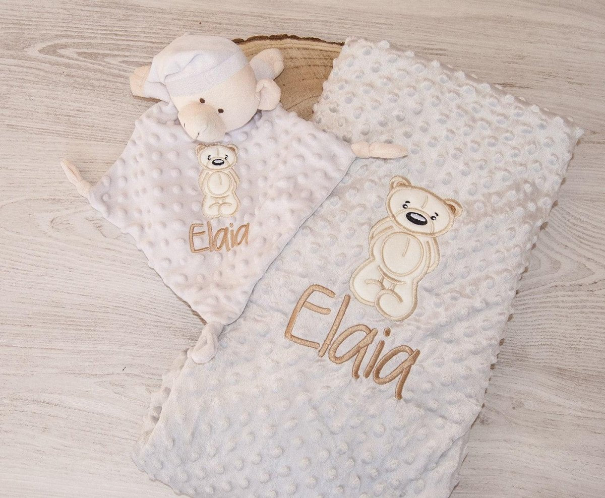 Manta con Dou Dou Peluche Personalizados Bebé Nanetes Osito Tímido - Nanetes