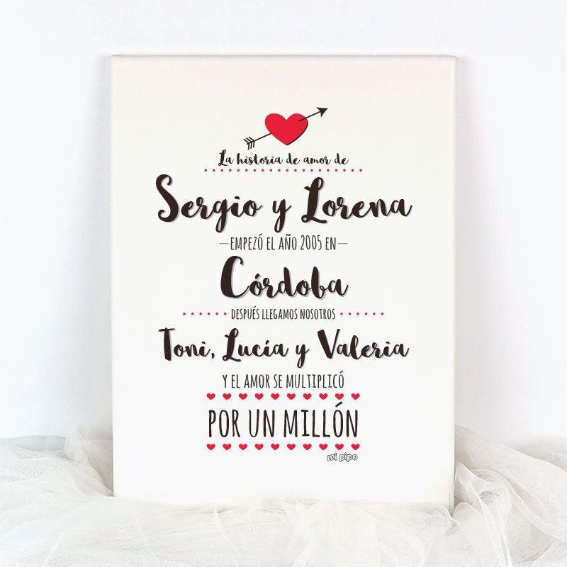 Lienzo San Valentín Personalizado Mi Pipo Historia de Amor Corazón - Nanetes #