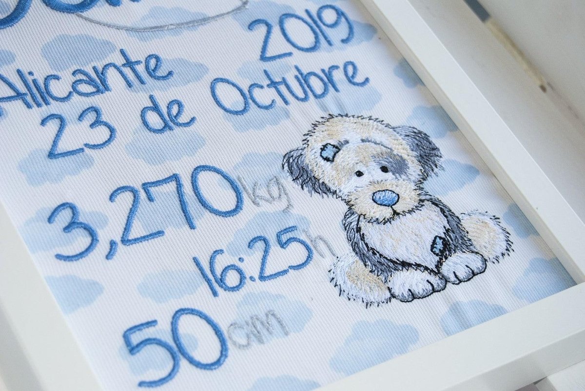Cuadro Nacimiento Personalizado Bebé Nanetes Colección Perrito - Nanetes